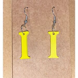 ☀️3/$9☀️ Letter “I” Wood Earrings (Yellow)